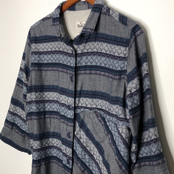 Woolrich Lagenlook Button Down Top Blue Size M - Picture 4 of 11